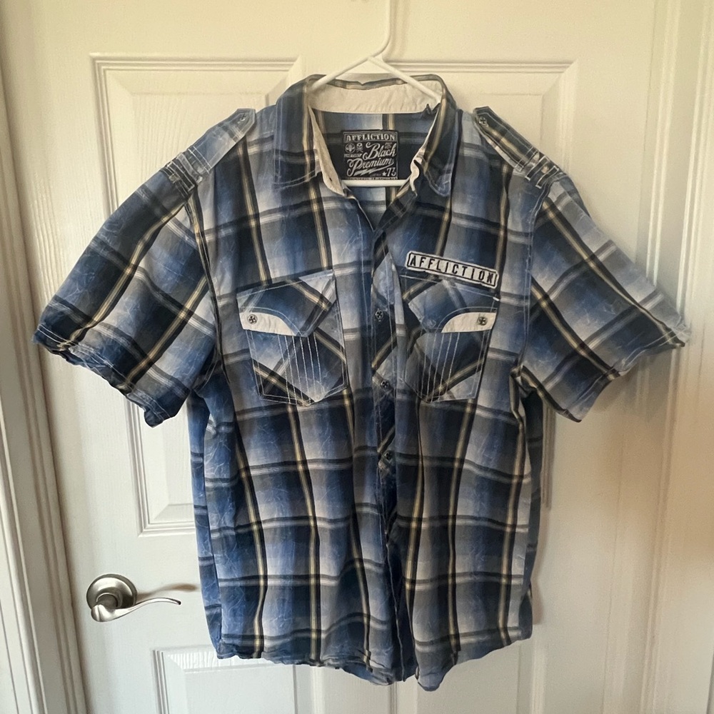 Affliction Black Premium 73 Button Up Embroidered Size XL Mens Shirt*Live Fast